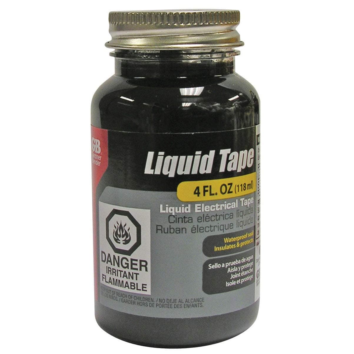 Gardner Bender LTB-400 Brush-On Liquid Electrical Tape, 4 oz Bottle, Black