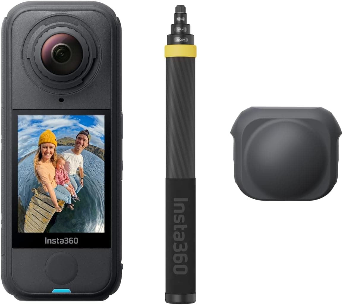Insta360 X4 Air No Drone No Problem Bundle: cámara liviana de 165 g 8K 360, palo selfie invisible de 3 metros, lentes reemplazables, dispara primero y encuadra después, estabilización FlowState, aplicación impulsada por IA