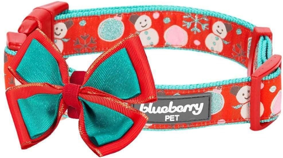 Blueberry Pet Collar de Navidad para Perro con Pajarita, Estilo Pesadilla Antes de Navidad, Collar de Perro navideño Ajustable Grande para Perros