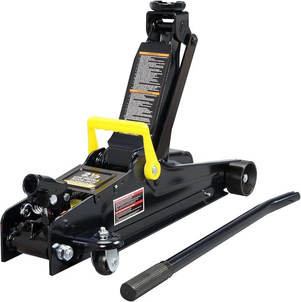 Torin TORT825051 Gato hidráulico de servicio/piso con carro de perfil bajo con bomba de elevación rápida de un solo pistón, capacidad de 2,5 toneladas (5000 lb), negro, mediano