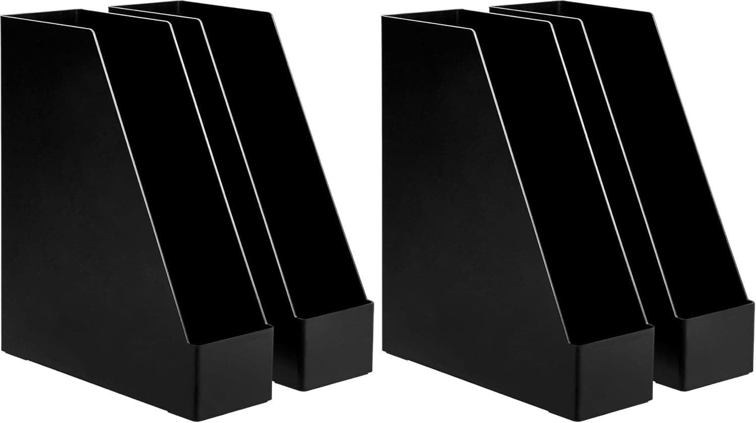 Amazon Basics Organizador de escritorio de plástico, revistero y archivador, negro, paquete de 4