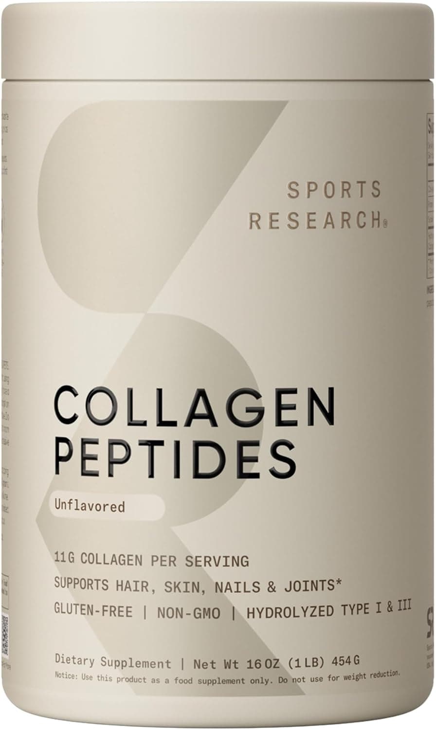 Polvo de proteína de péptidos de colágeno Sports Research® 16 oz (sin sabor)