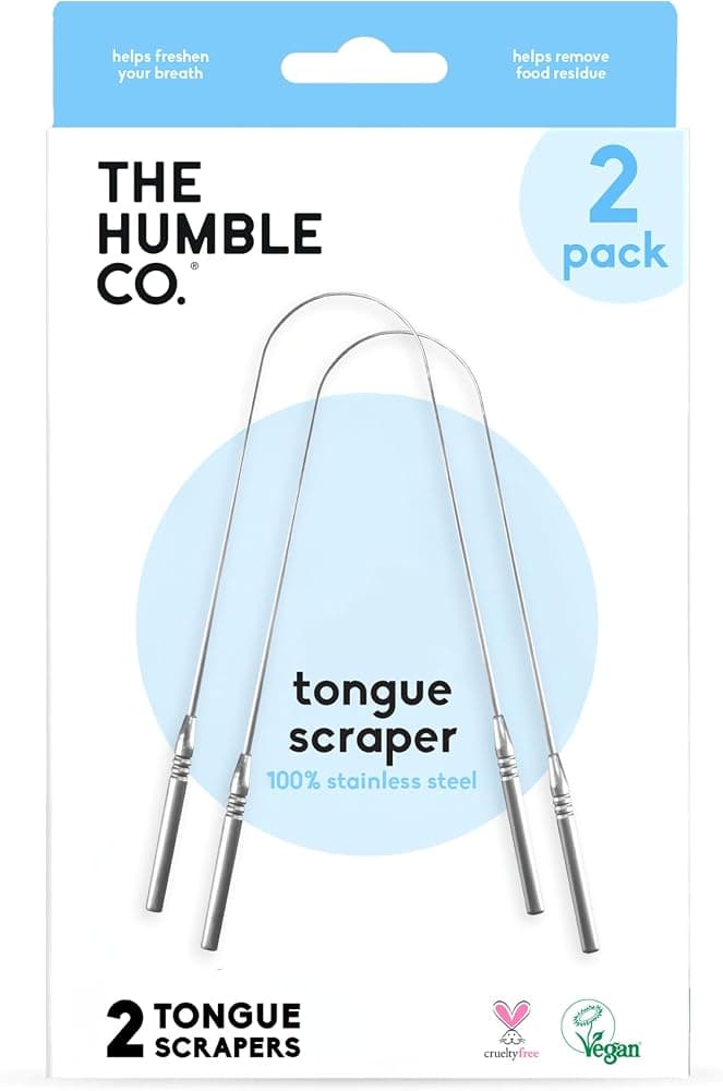 Rascador de lengua, limpiador de lengua, acero inoxidable (paquete de 2) | Elimina el mal aliento y las bacterias, para adultos y niños, productos para el cuidado bucal dental, elementos esenciales para la higiene personal, sin BPA