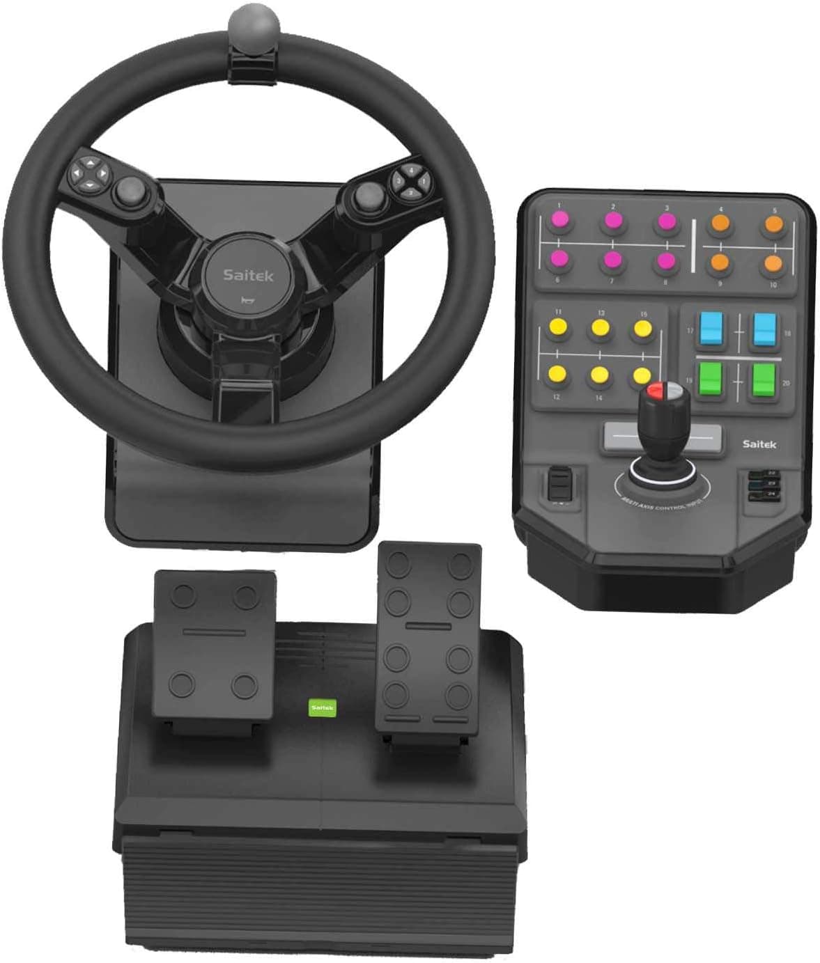 Logitech G Farm Simulator Heavy Equipment Bundle (2.ª generación), controlador de volante para Farm Simulator 19 (o anterior), rueda, pedales, plataforma de control del panel lateral del vehículo para PC/PS4 (renovado)