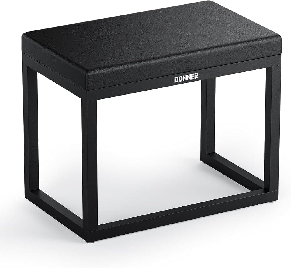 Banco de piano, taburete para teclado resistente a la corrosión, estilo hogareño, asiento de piano de metal de diseño minimalista moderno con acolchado grueso, silla de piano negra con cojín, DKB-200