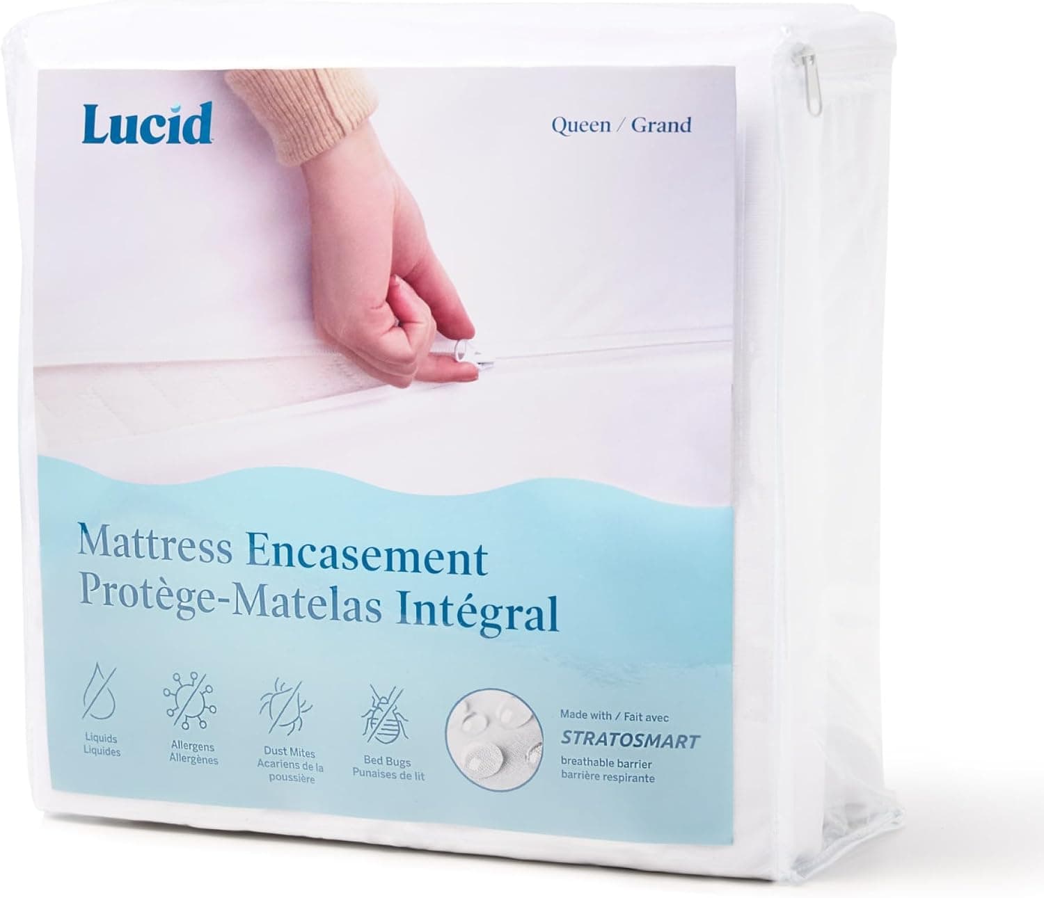 Funda de colchón con cremallera Lucid® – Protector impermeable – Cal King