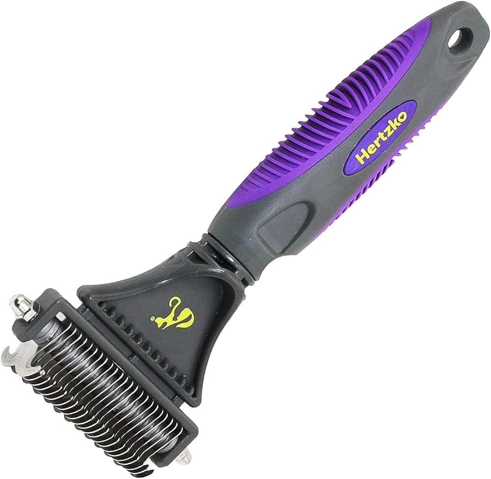 Hertzko Cat Dematting Tool Peine desmatador de perros y gatos de doble cara - Para todas las mascotas - Elimina sin esfuerzo enredos, esteras y pelaje suelto - Aseo seguro y fácil para gatos y perros