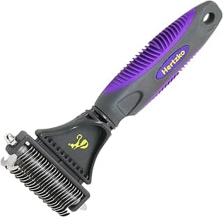 Hertzko Cat Dematting Tool Peine desmatador de perros y gatos de doble cara - Para todas las mascotas - Elimina sin esfuerzo enredos, esteras y pelaje suelto - Aseo seguro y fácil para gatos y perros