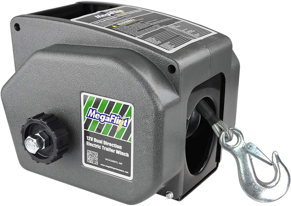 Cabrestante para remolque, cabrestante eléctrico reversible, para embarcaciones de hasta 6000 lbs. 12 V CC, operaciones de encendido, apagado y rueda libre, 30% más de potencia de cabrestante que el cabrestante normal de 6000 lbs (5000lbs Marine)