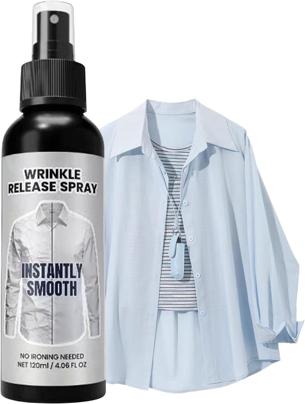 Spray para ropa para plegar: agente suavizante de telas de 120 ml, niebla de liberación rápida, solución relajante para el cuidado de la ropa, ayuda para planchar fácilmente para el hogar, apartamento, viajes, vacaciones, guardarropa