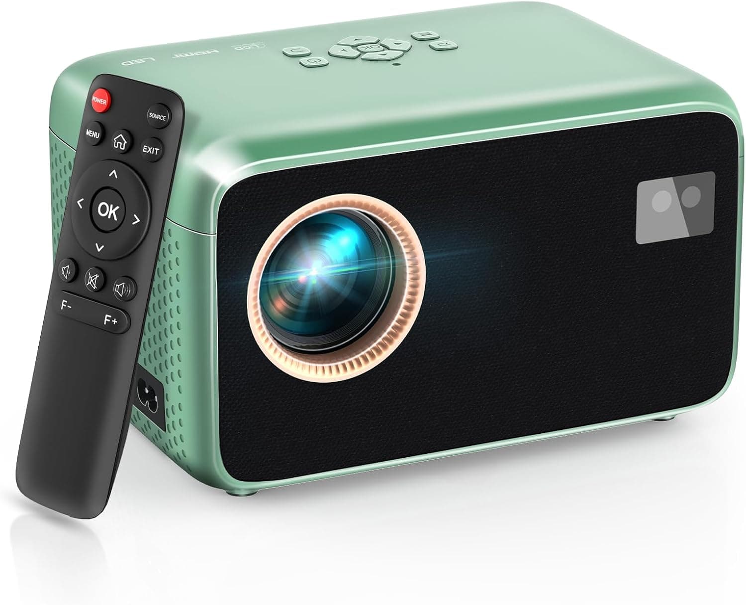 Proyector Nativo 1080P con WiFi y Bluetooth, Proyector de Películas con Enfoque Automático, Compatible con Teléfono/TV Stick/HDMI/USB/Laptop/DVD/PS5, Mini Proyector para Películas en Interiores y Exteriores