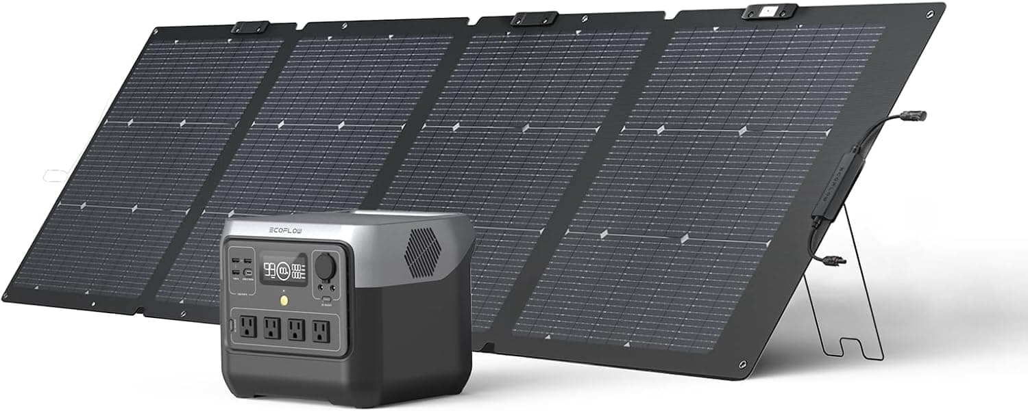 Generador Solar EF ECOFLOW RIVER 2 Pro y Panel Solar Portátil 220W, 768Wh | Batería LFP completamente cargada de 70 minutos, 4 salidas de CA de 800 W (hasta 1600 W), estación de energía portátil para camping, vehículos recreativos y respaldo en el hogar