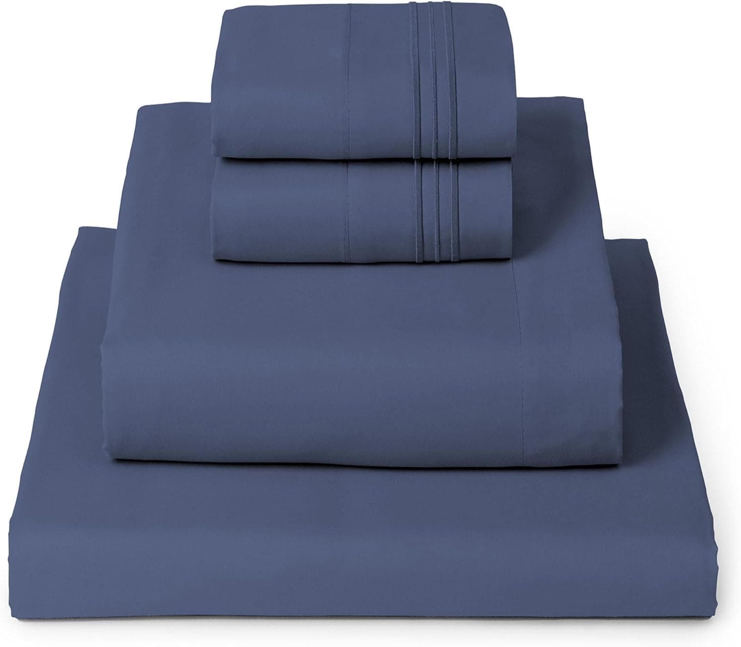 Mellanni Iconic juego de sábanas de microfibra de 4 piezas (Queen, Blue Nova) | Suavidad de doble cepillado; comodidad transpirable; bolsillo de 16 pulgadas de profundidad; lavable en la lavadora; Certificación OEKO-TEX(R); Promesa de por vida