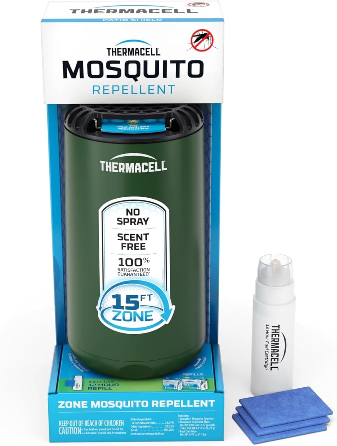 Thermacell Fuel-ZoneGuard Base Patio Shield Mosquito Repeller, Forest