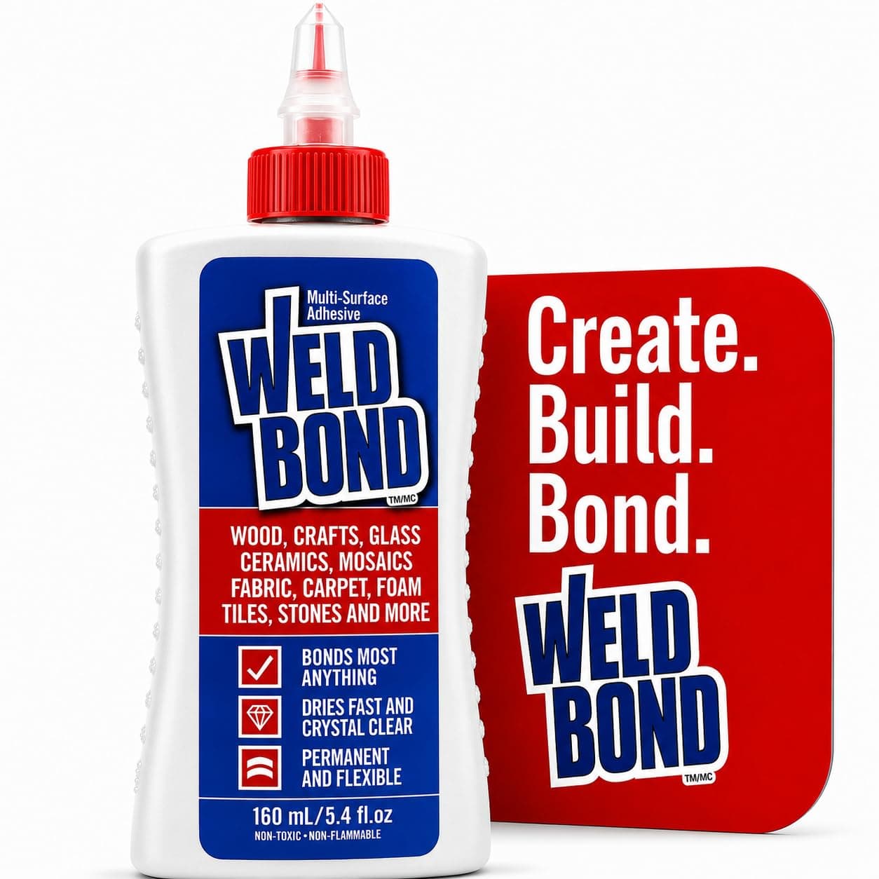 Weldbond Pegamento multisuperficie no tóxico para mosaicos de madera y cerámica artesanal 5.4 oz | El pegamento no tóxico seca el pegamento adhesivo transparente y resistente para manualidades, cerámica, trabajo en madera, vidrio, porcelana, azulejos y más.