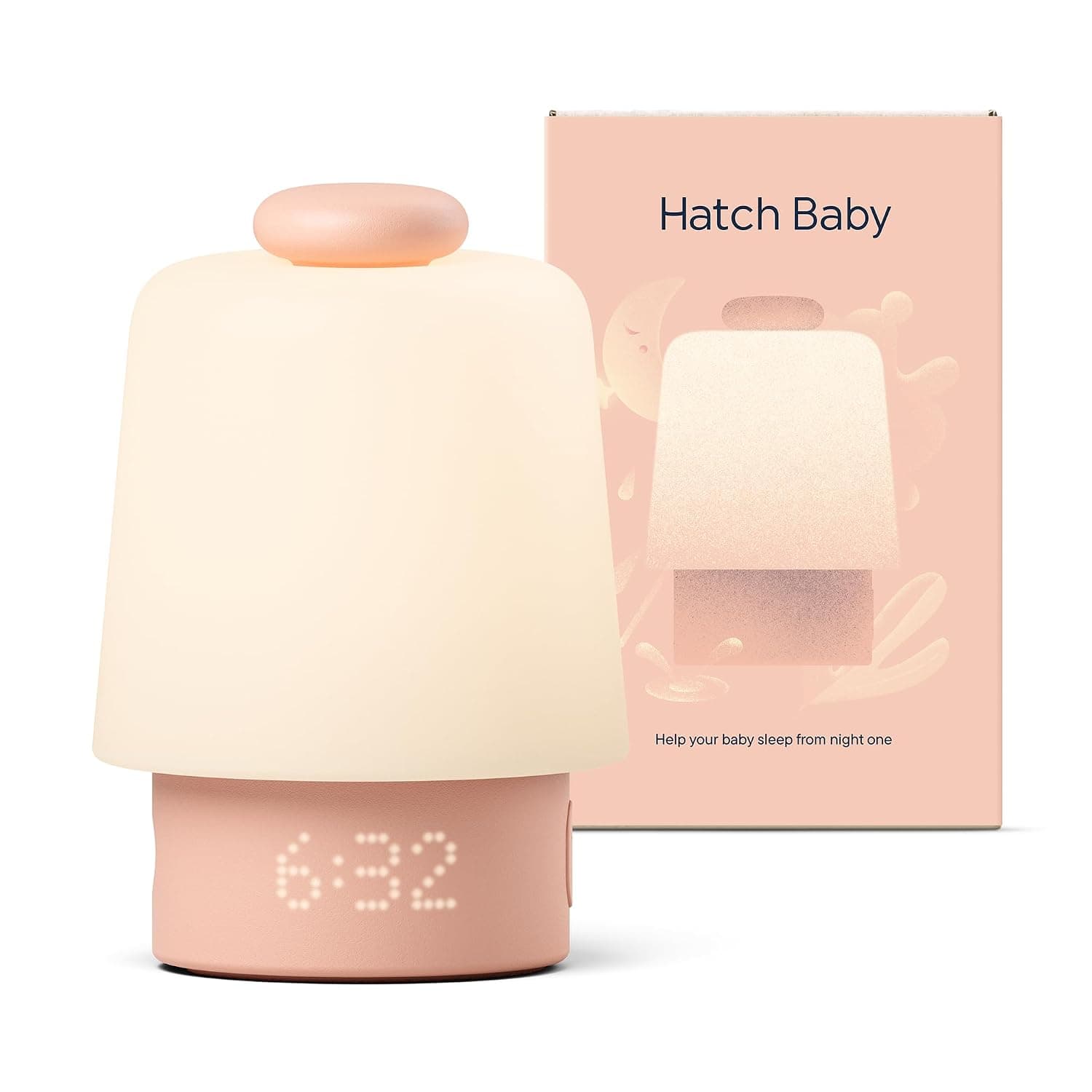 Generador de rutinas de luz nocturna y máquina de sonido Hatch Baby (melocotón) | Máquina de ruido blanco, luz nocturna, despertador con tiempo para levantarse para niños pequeños y niños, registro esencial con soporte para dormir durante 3 meses