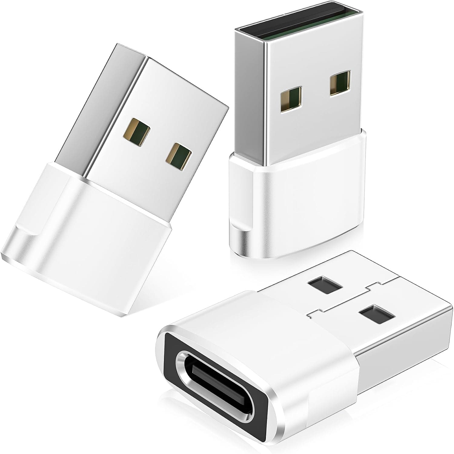 Adaptador USB a USB C Basesailor, adaptador de cargador USBC hembra a USB A macho | Convertidor tipo C para iPhone 17 Pro Max, 16 15, Apple Watch iWatch S11 S10 SE, AirPods 3, iPad mini Air, Samsung Galaxy S25, blanco