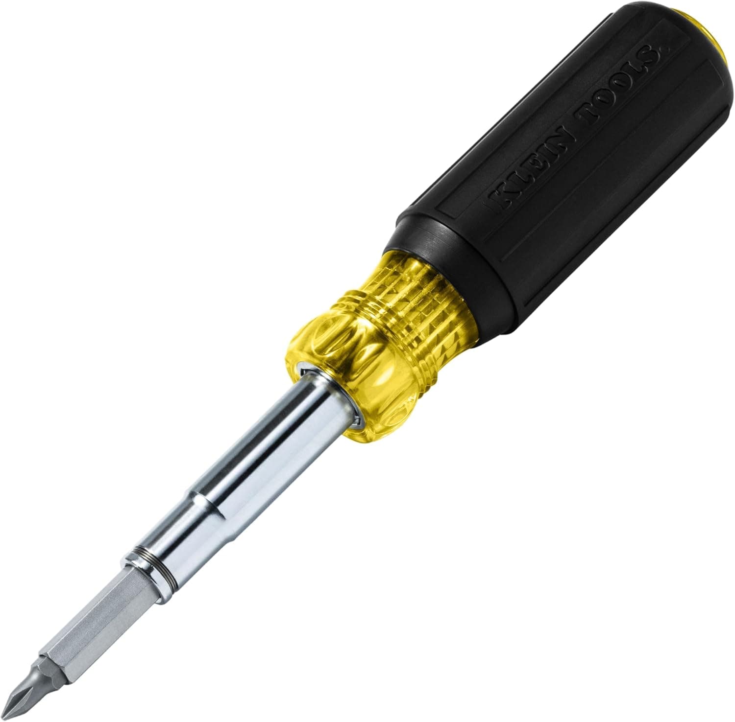 Destornillador/destornillador de tuercas magnético de puntas múltiples Klein Tools 32500MAG, herramienta múltiple 11 en 1 con 8 puntas, 3 tamaños de destornillador de tuercas, mango con agarre acolchado
