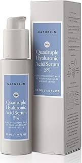 Naturium Quadruple Hyaluronic Acid Serum 5%, Hydrating & Plumping Face Serum, Anti-Aging & Moisturizing Skin Care, Fragrance-Free, 1 oz