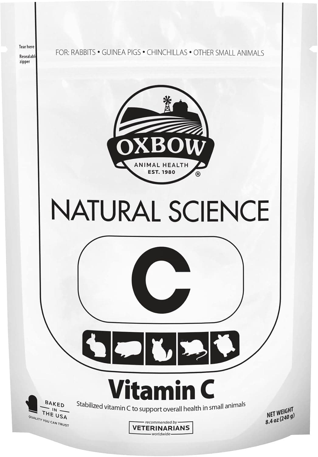 Oxbow Natural Science Suplemento de vitamina C para cobayas, heno Timothy, 8.4 oz