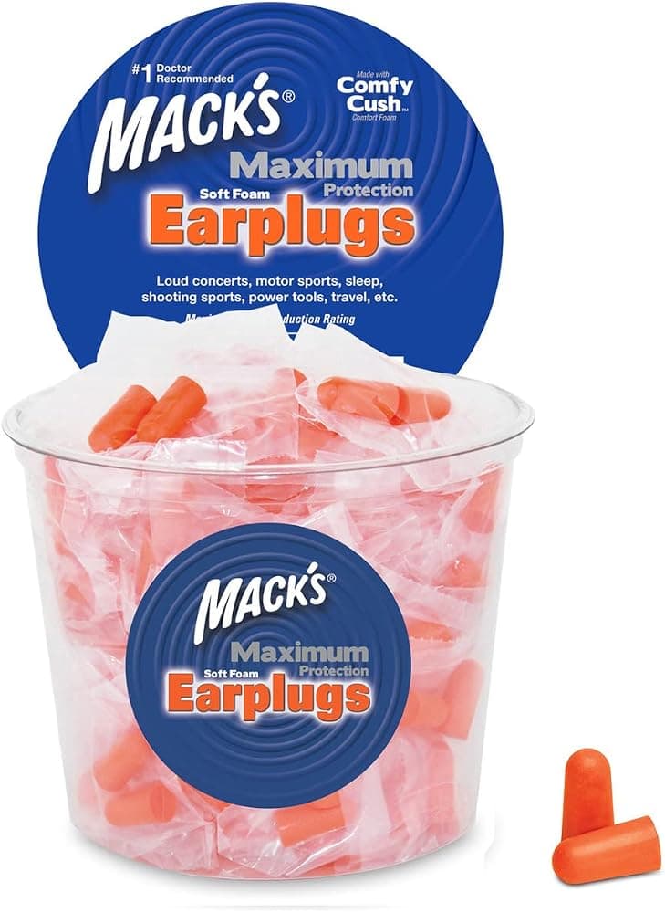 Mack's Tapones para los oídos de espuma suave de máxima protección, 100 pares de bañera, NRR más alto de 33 dB - Tapones para los oídos cómodos para dormir, roncar, conciertos ruidosos, motocicletas y herramientas eléctricas | Hecho en EE.UU.