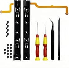 Soporte de riel deslizante derecho e izquierdo para Nintendo Switch Reemplazo con cable de sensor Barra de riel deslizante de consola NS Switch con cable flexible y tornillos de consola Soporte Reconstrucción Accesorios de pista Piezas de reparación