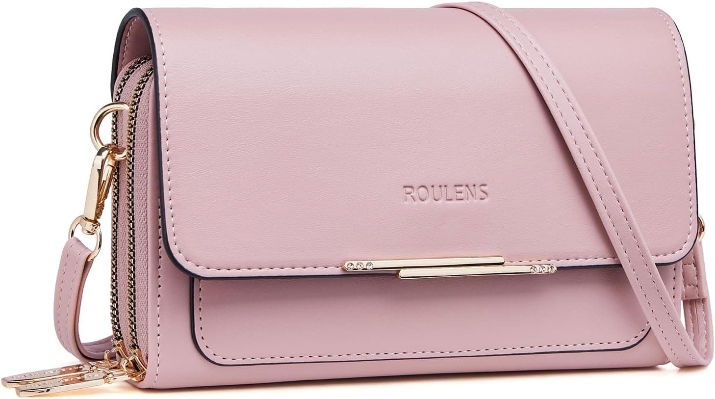 Roulens Bolso bandolera pequeño para mujer, bolso para teléfono móvil, bolso de hombro para mujer, cartera con ranuras para tarjetas de crédito