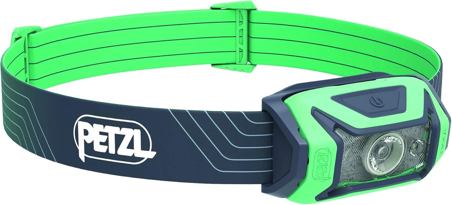 Petzl Tikka Headlamp - Green (Classic) | Compact, 350 Lumen Light with Red Lighting, for Hiking, Climbing, Running, & Camping