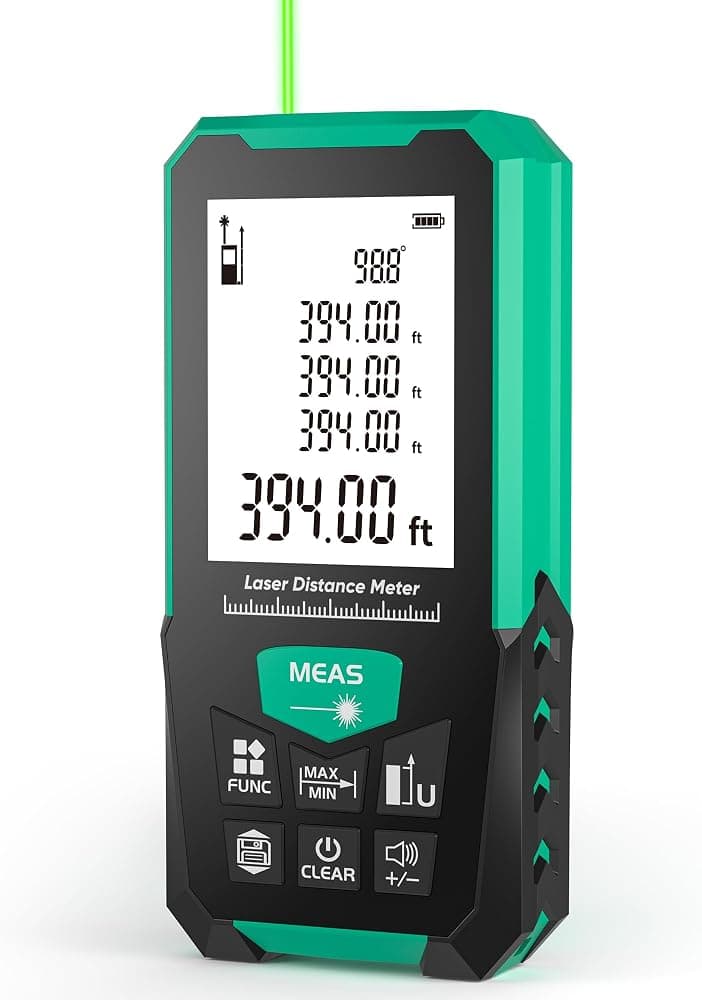 Herramienta de Medición Láser, Medición Láser con Nivel para Medición de Distancia, Área, Volumen y Pitágoras, Interior Exterior, Batería Incluida