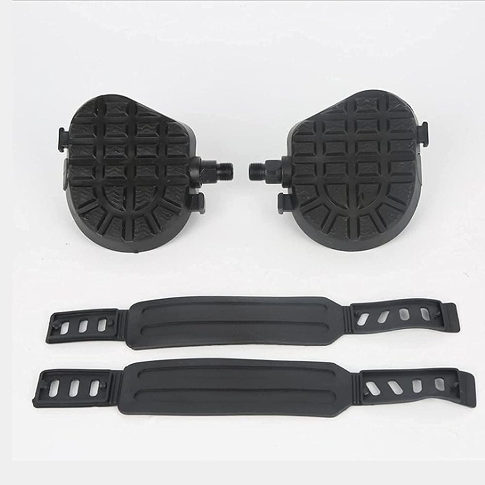 Pedales de bicicleta estática 1/2 9/16 para bicicleta de interior, bicicleta estática, bicicleta giratoria, pedales de gimnasio con clips para los dedos, 1 par