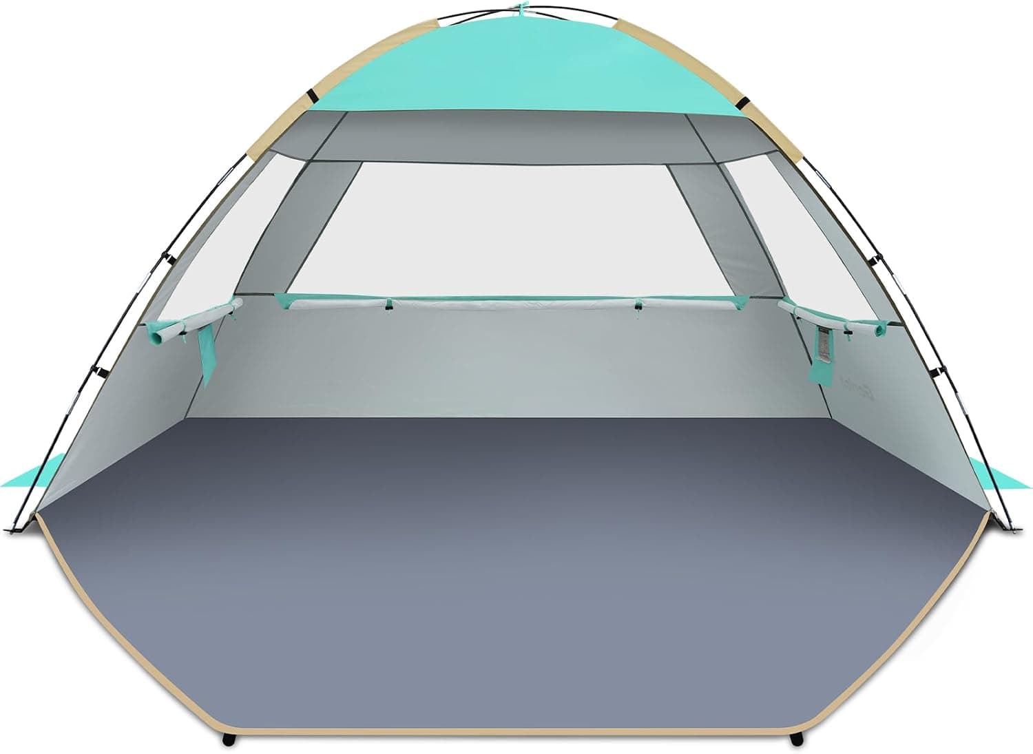 Gorich Tienda de campaña de playa refugio solar para 3/4/6/8/10 personas con protección UV UPF 50+, toldo de playa ligero y fácil de instalar, tienda de campaña de playa portátil cabaña de playa