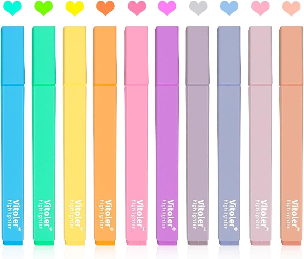 10 resaltadores estéticos, rotuladores con punta de cincel, resaltadores de caramelos de colores surtidos, resaltador bíblico sin sangrado, lindo resaltador en colores pastel para diario, planificador, notas, suministros escolares | Punta de cincel estética, duradera, de alta calidad, sin manchas para estudios bíblicos, libros, diarios y escritos.