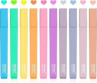 10 resaltadores estéticos, rotuladores con punta de cincel, resaltadores de caramelos de colores surtidos, resaltador bíblico sin sangrado, lindo resaltador en colores pastel para diario, planificador, notas, suministros escolares | Punta de cincel estética, duradera, de alta calidad, sin manchas para estudios bíblicos, libros, diarios y escritos.