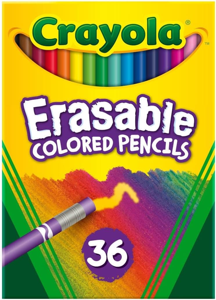 Crayola Lápices de colores borrables (36 ct), lápices de colores para niños, para libros para colorear, útiles escolares, artes y manualidades en el aula, a partir de 4 años