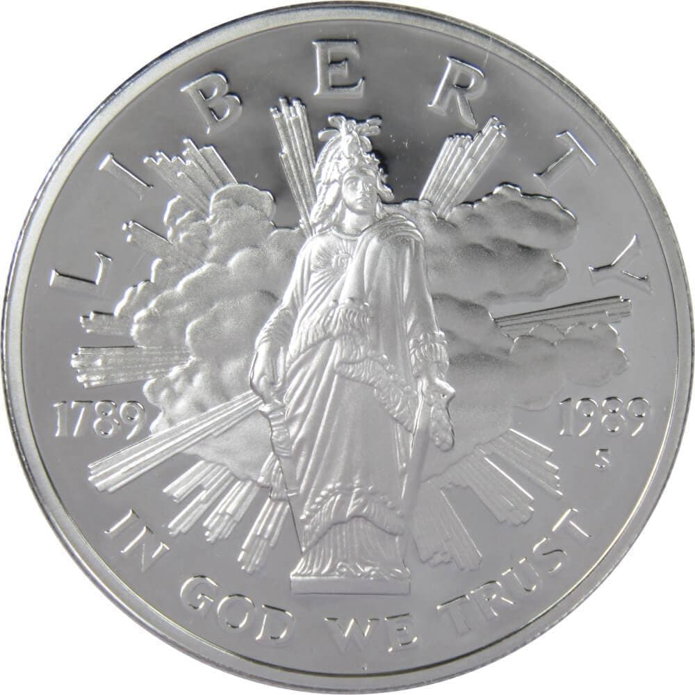 Moneda de $1 a prueba de dólar de plata conmemorativa del Bicentenario del Congreso S de 1989 | Moneda de Colección: Dólar Conmemorativo, 1989-S, Congreso Bicentenario, Plata, Proof