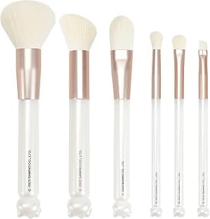 Impressions Vanity 6-PCs Makeup Brush set with Hello Kitty Kawaii Icon and Aluminum Ferrule, Super Soft Makeup Brushes for Foundation, Face Powder, Blending, Defined Shadow, Eye Shadow (White)