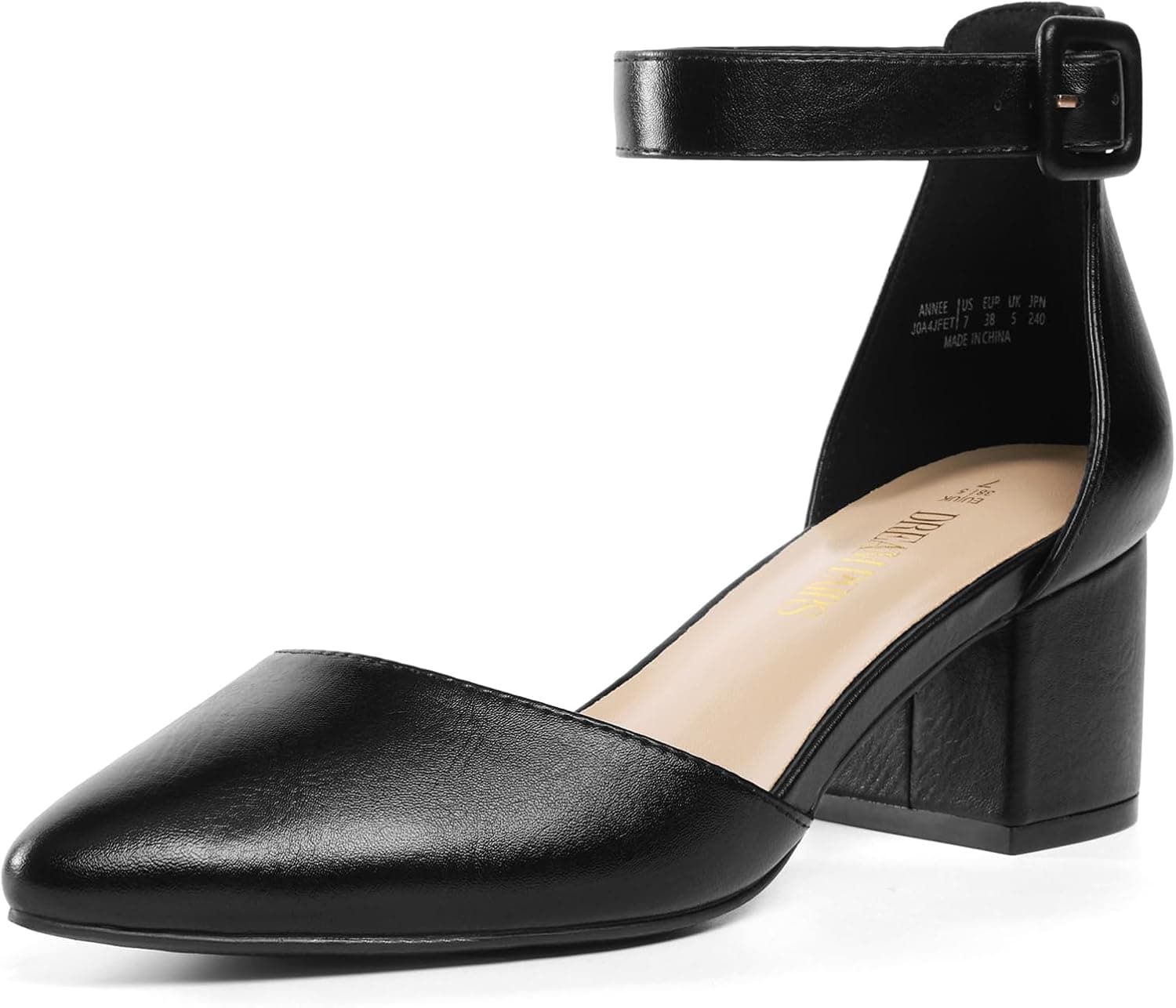 DREAM PAIRS ANNEE Pointed Toe Low Chunky Heel Pumps