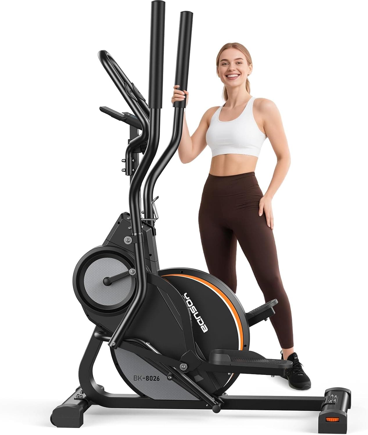 Máquina elíptica de ejercicio YOSUDA, elíptica compacta con inclinación de 45° | Elíptica 3 en 1 (elíptica + escalador cardiovascular + escalador de escaleras), zancada de 15,5 pulgadas, resistencia de 16 niveles, compatible con aplicación Kinomap/Fed