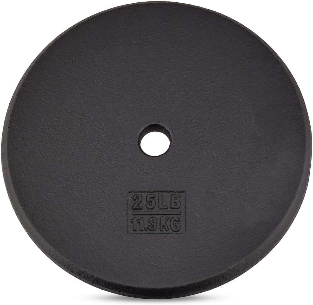 Yes4All Placas de pesas estándar, pesas con barra de hierro fundido de 1 pulgada, amplio rango de 5 a 50 libras, ideal para entrenamiento de fuerza y ​​rutina de entrenamiento, disponible en individual, par y juego de 4