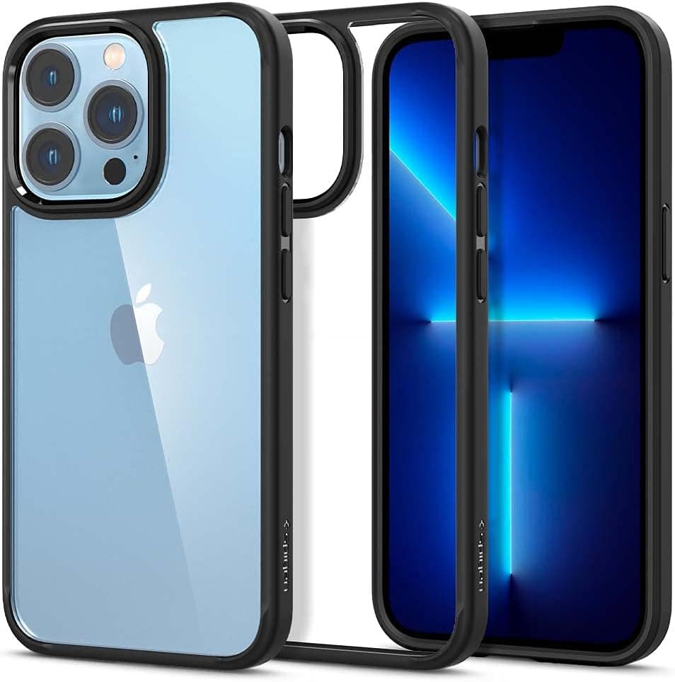 Funda Spigen para iPhone 13 Pro, ultra híbrida [sin anillo magnético] [antiamarilleo] - Negro mate | Claridad cristalina antiamarilleo, carga inalámbrica Qi lista, cojín de aire patentado, protección contra caídas de grado militar MIL-STD-810H