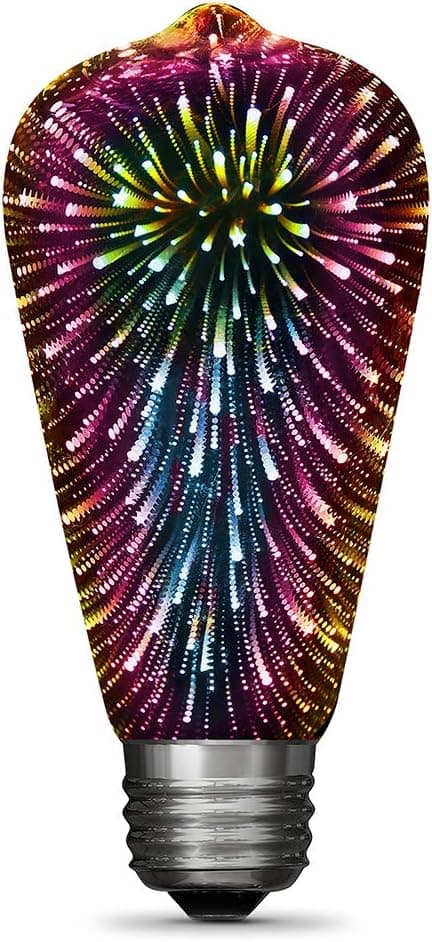 Feit Electric Infinity 3D Fireworks - Bombilla LED ST19, ST19/PRISM/LED, 1 unidad (paquete de 1), multicolor