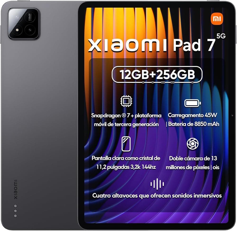 XIAOMI Pad 7 Ai WiFi Versión Global (Sin llamadas ni mensajes de texto) 11.2 pulgadas 3.2K 144Hz 8850mAh Bluetooth 5.4 Cuatro parlantes 13 Mp Modelo 2410CRP4CG (Gris, 256GB + 12GB)