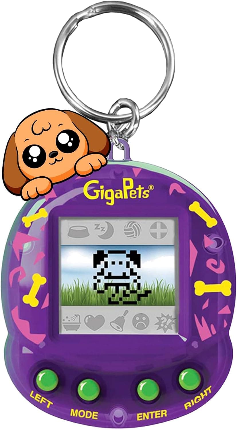 Giga Pets Juguete interactivo digital para mascotas para niños, cachorros, mayores de 5 años | Compañero de llavero portátil con cuidado portátil, actividades sin aplicaciones para viajes y regalos nostálgicos inspirados en los años 90