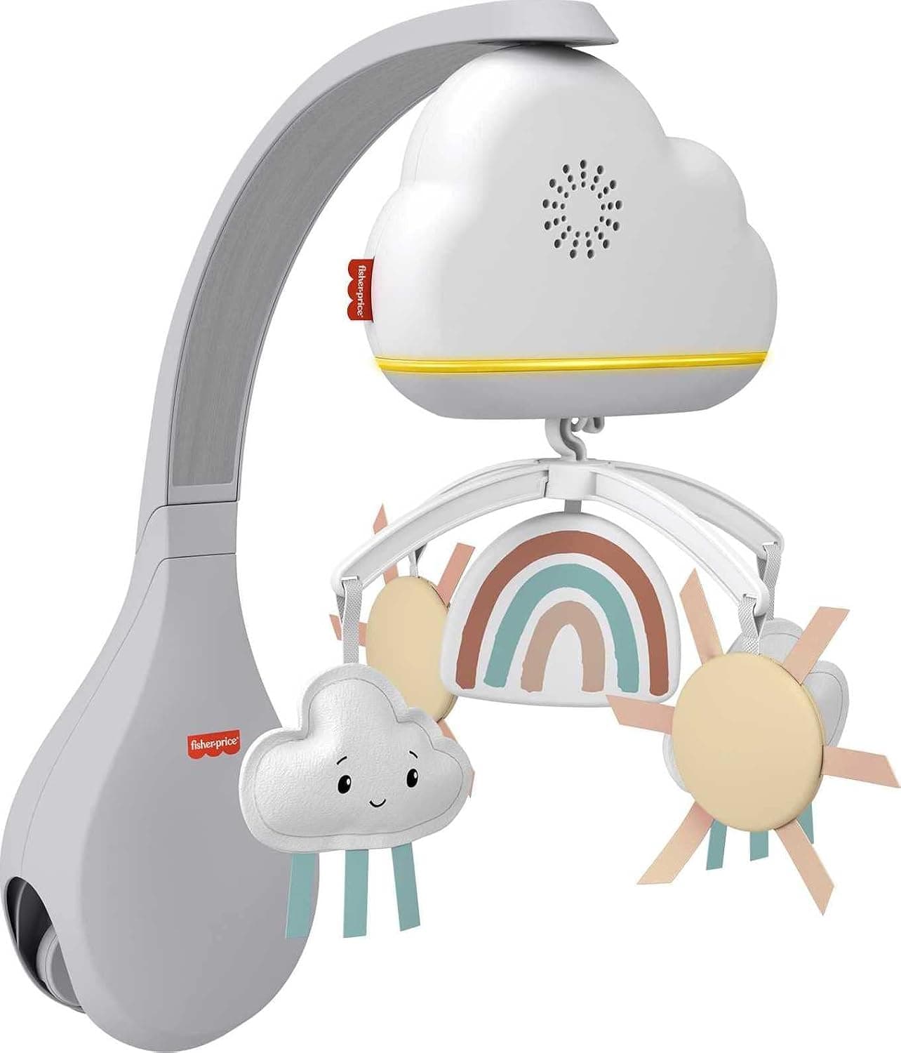 Duchas arcoíris de juguete para bebés Fisher-Price Bassinet Máquina de sonido móvil a la cabecera con música y luz nocturna para recién nacidos y niños pequeños de más de 0 meses
