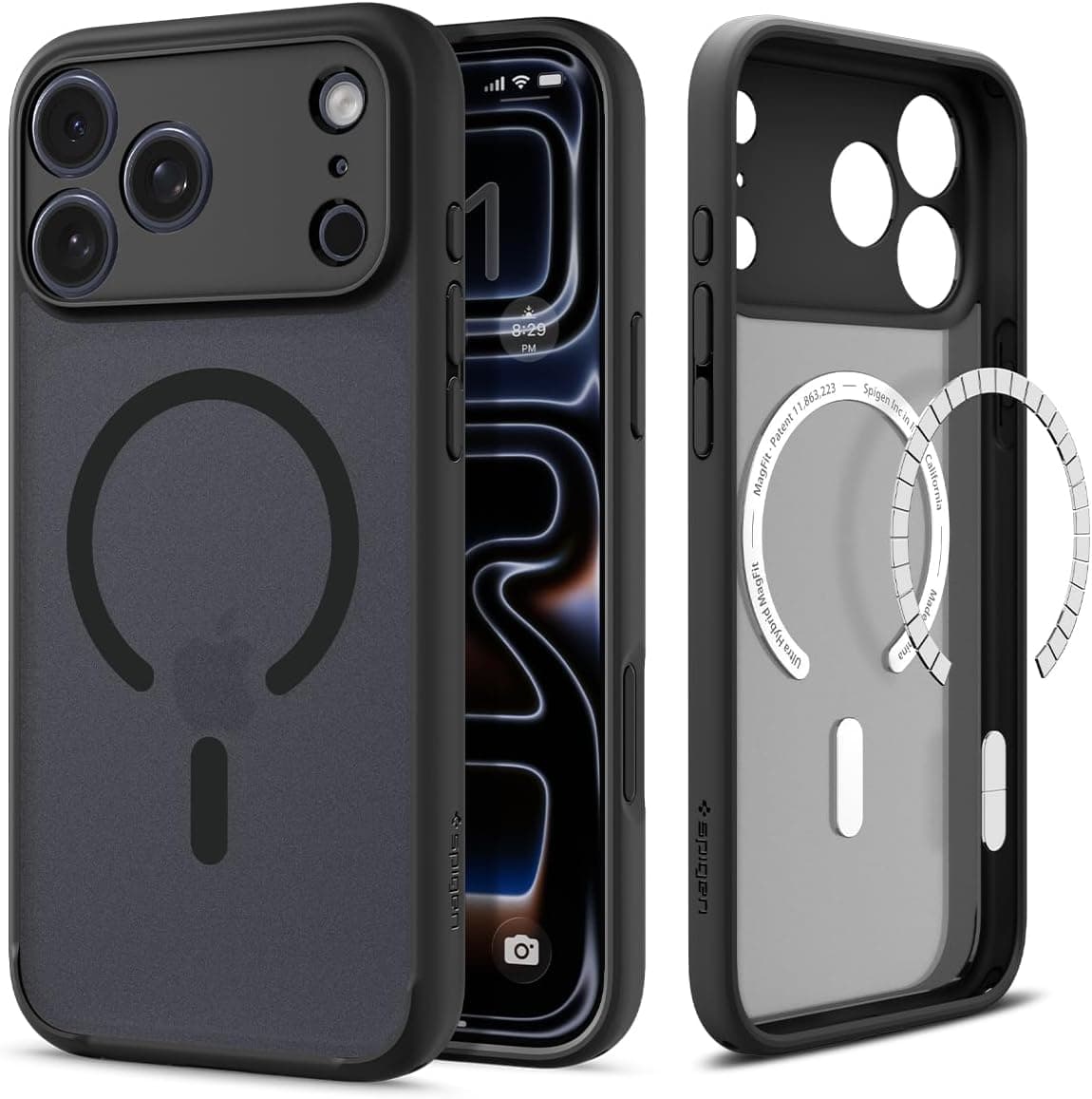 Funda Spigen para iPhone 17 Pro Max, Ultra Hybrid MagFit [Control de cámara cubierto de TPU] [Anti-amarillamiento] [Compatible con Magsafe] - Negro escarcha