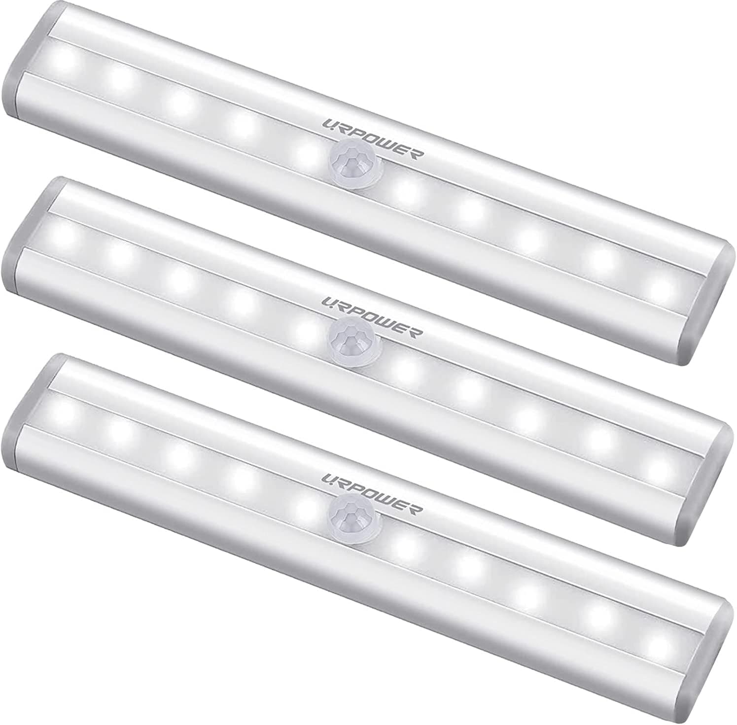 URPOWER Luz con sensor de movimiento, 10 bombillas LED operadas, luz nocturna de movimiento inalámbrica, luz magnética portátil para armario de seguridad, luces nocturnas con sensor de movimiento para armarios, pasillo, escaleras (3)