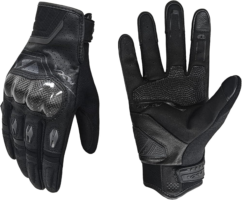 Guantes de motocicleta para hombres y mujeres, con deslizadores de palma y protectores de nudillos, diseño de pantalla táctil, piel sintética para motocross, moto de cross, MTB y conducción diaria
