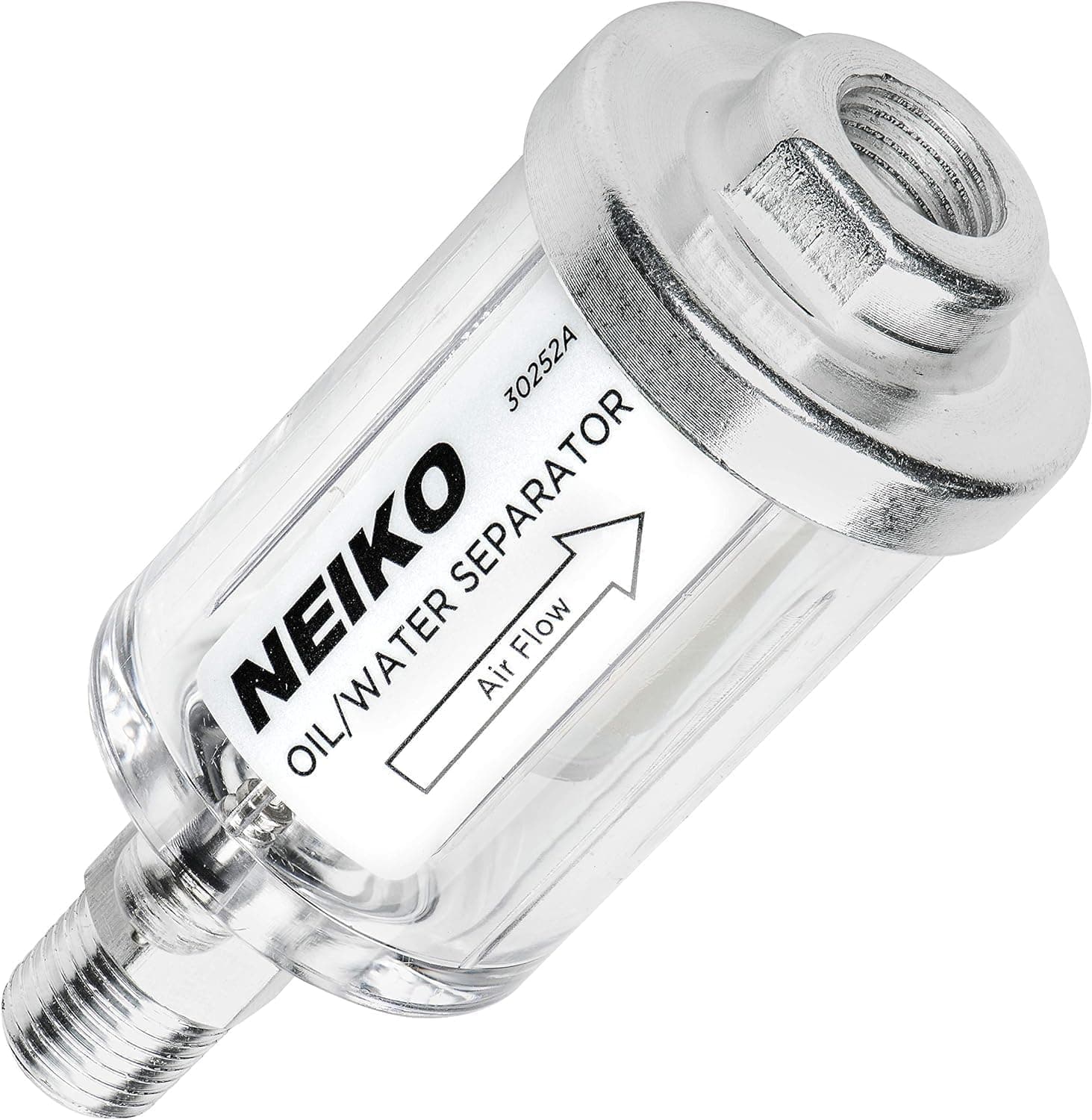 NEIKO 30252A Separador de agua y aceite para línea de aire | Entrada y salida NPT de 1/4" | 90 PSI | Compresor de aire y accesorio para herramientas neumáticas | Protege la vida útil de las herramientas neumáticas | Filtro secador de humedad de agua