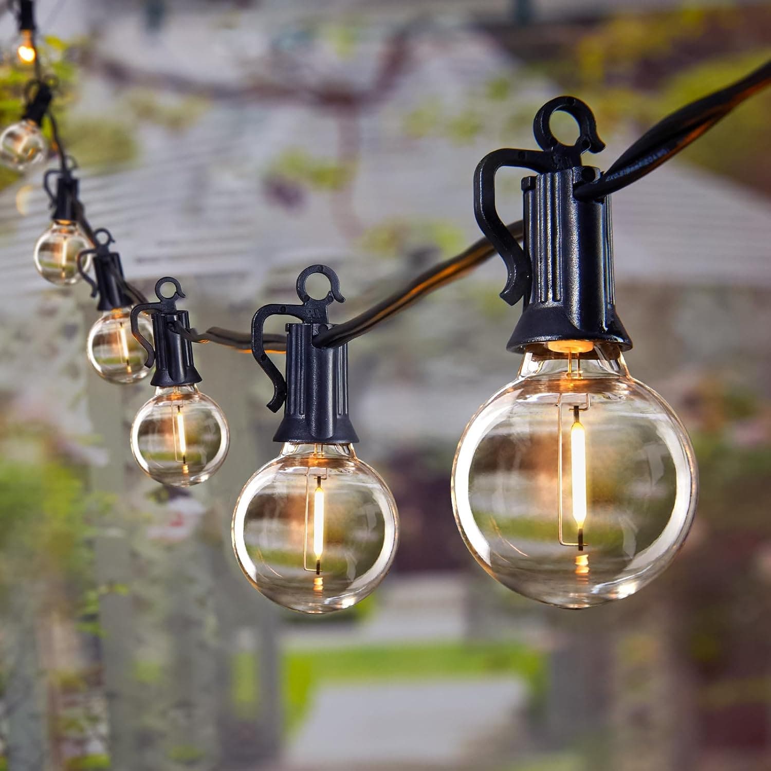 Brightown Cadena de luces para exteriores, luces de patio impermeables IP65 LED G40 de 209 pies | 100 bombillas Edison inastillables, enchufables, regulables, conectables, luz exterior para patio, porche, fiesta, decoración navideña
