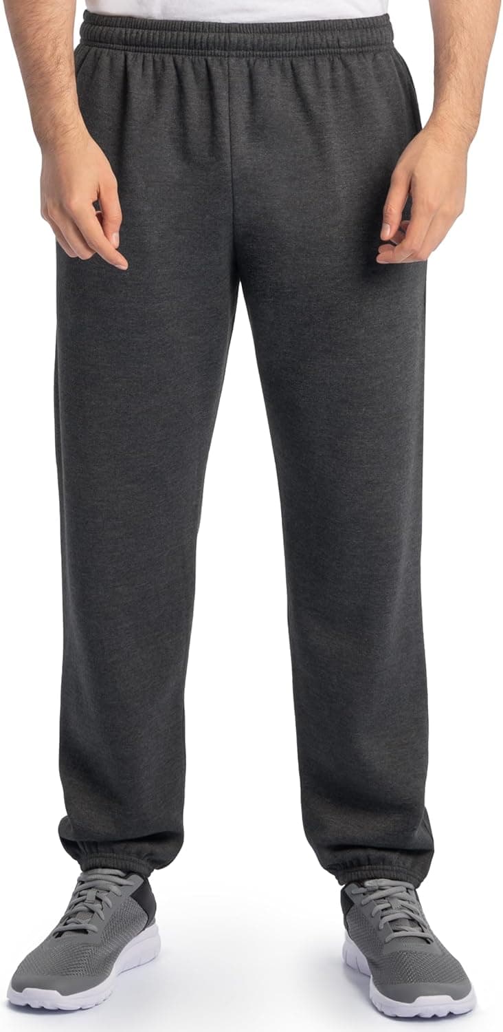Fruit of the Loom Pantalones deportivos Eversoft de forro polar con parte inferior elástica con bolsillos, ajuste relajado, absorbe la humedad, transpirable